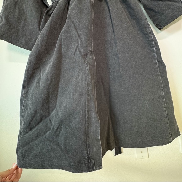 Good American Uniform Tie-Up Pockets Black‎ Wash Denim Trench Coat 2XL/3XL - Picture 14 of 15